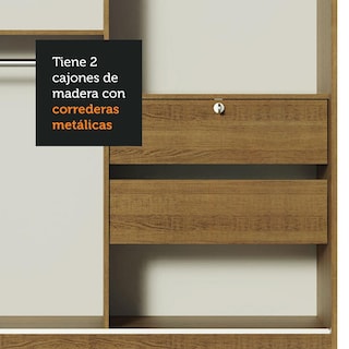 Foto 6 | Ropero Madesa Luke 2 Puertas Correderas De Madera Marrón
