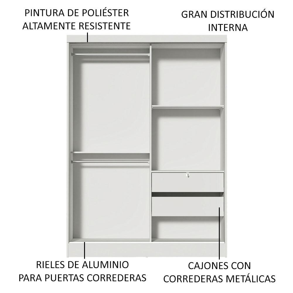 Foto 6 | Ropero Madesa Luke 2 Puertas Correderas De Madera Marrón