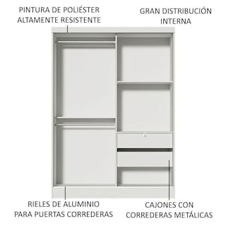 Foto 6 | Ropero Madesa Luke 2 Puertas Correderas De Madera Marrón