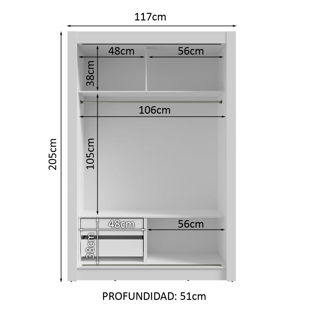 Foto 5 pulgar | Ropero Closet Madesa Vivare 2 Puertas Bn