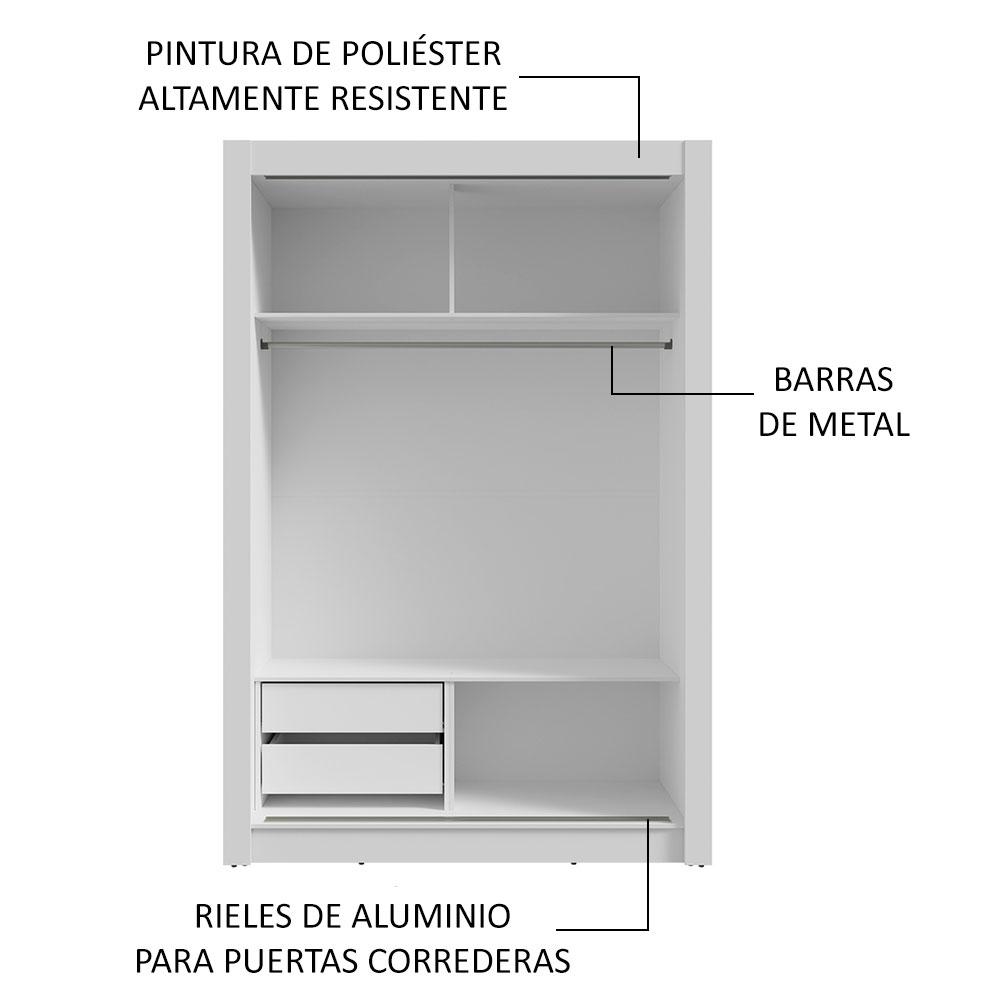 Foto 7 pulgar | Ropero Closet Madesa Vivare 2 Puertas Bn