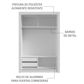 Foto 6 | Ropero Closet Madesa Vivare 2 Puertas 1 Espejo Bm
