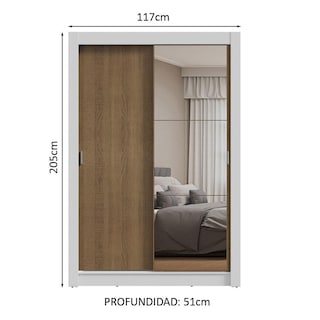 Foto 3 | Ropero Closet Madesa Milano 2 Puertas 1 Espejo Bm