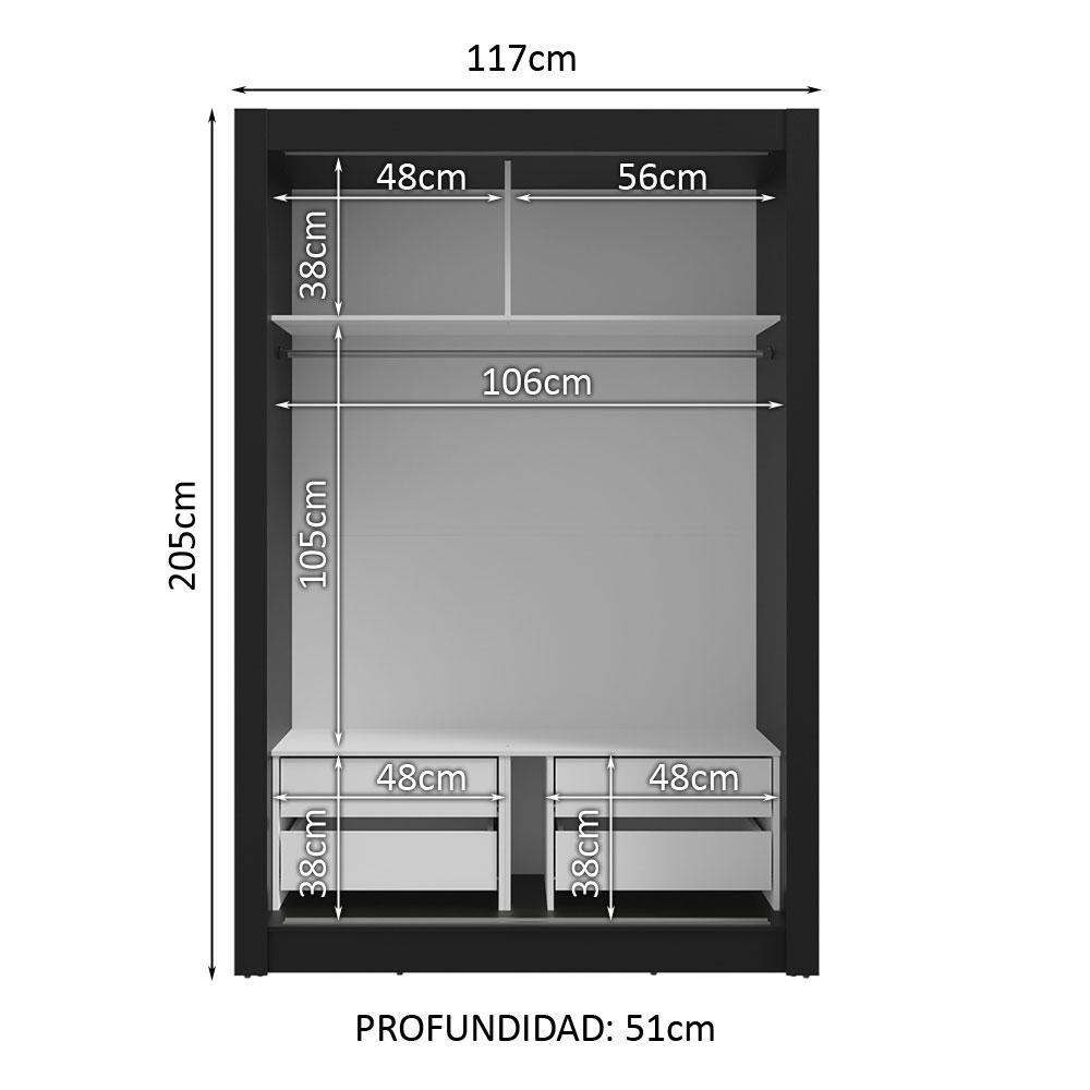 Foto 4 | Ropero Closet Madesa Vivare Plus 2 Puertas 2 Espejos Nn