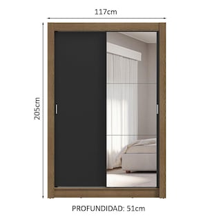 Foto 3 | Ropero Closet Madesa Vivare Plus 2 Puertas 1 Espejo Mn