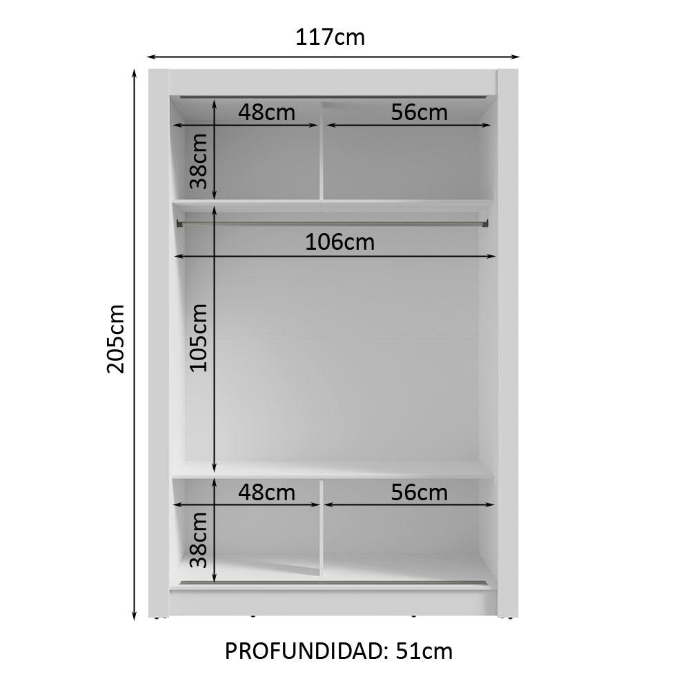 Foto 5 pulgar | Ropero Closet Madesa Milano 2 Puertas Bn