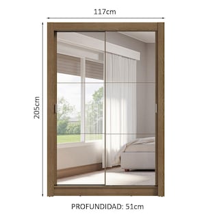 Foto 3 | Ropero Closet Madesa Vivare Plus 2 Puertas 2 Espejos Mm
