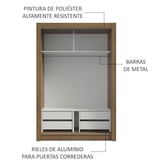 Foto 6 | Ropero Closet Madesa Vivare Plus 2 Puertas 2 Espejos Mm