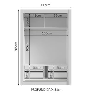Foto 4 | Ropero Closet Madesa Vivare Plus 2 Puertas Bn