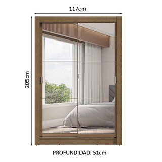 Foto 3 | Ropero Closet Madesa Vivare 2 Puertas 2 Espejos Mm