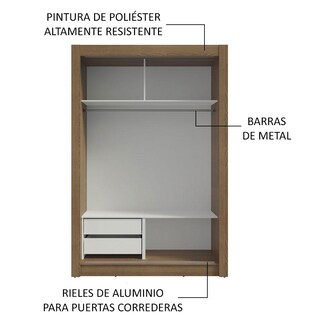 Foto 6 | Ropero Closet Madesa Vivare 2 Puertas 2 Espejos Mm