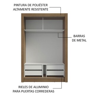 Foto 6 | Ropero Closet Madesa Vivare Plus 2 Puertas 1 Espejo Mb