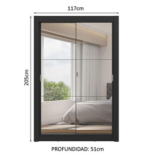 Foto 3 | Ropero Closet Madesa Vivare 2 Puertas 2 Espejos Nn