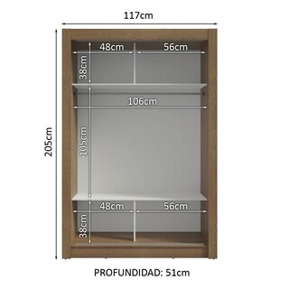 Foto 4 | Ropero Closet Madesa Milano 2 Puertas 1 Espejo Mb