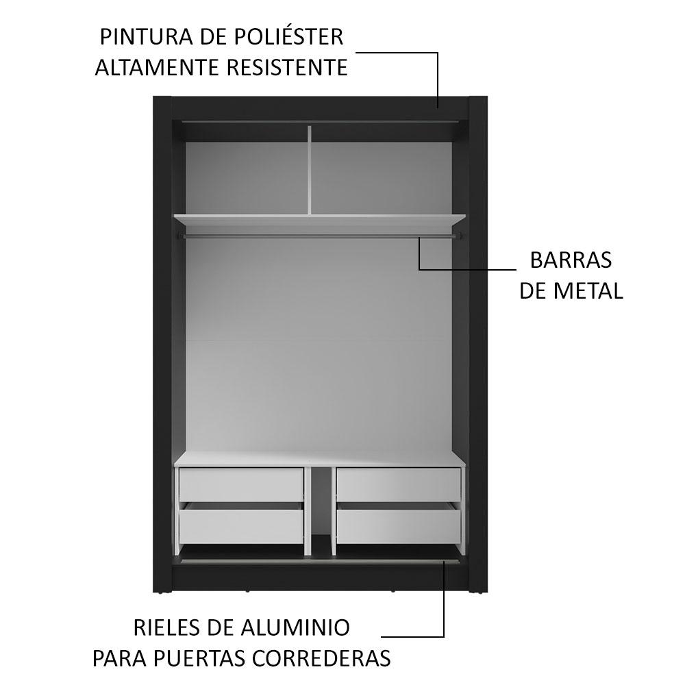 Foto 7 pulgar | Armario Ropero Madesa Vivare Plus con 2 Puertas Corredizas y Espejo