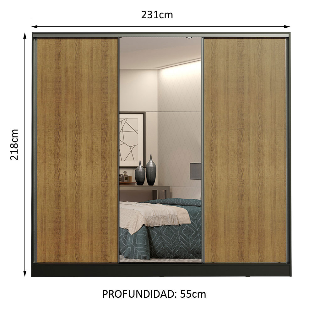 Foto 4 pulgar | Ropero Closet Madesa Royale 3 Puertas 1 Espejo N/m