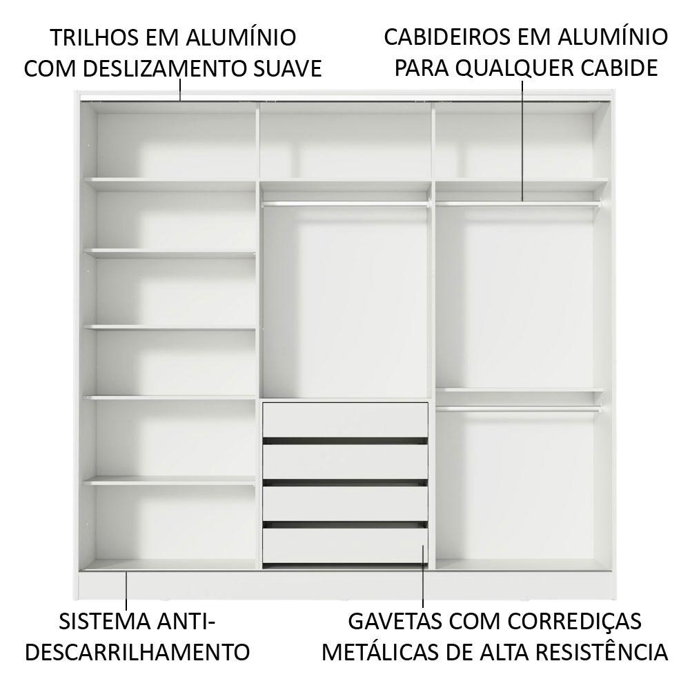 Foto 5 | Ropero Closet Madesa Royale 3 Puertas 1 Espejo Blanc