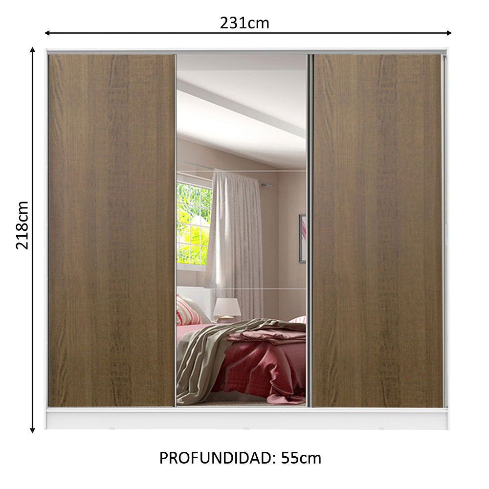 Foto 4 pulgar | Ropero Closet Madesa Royale 3 Puertas 1 Espejo B/m