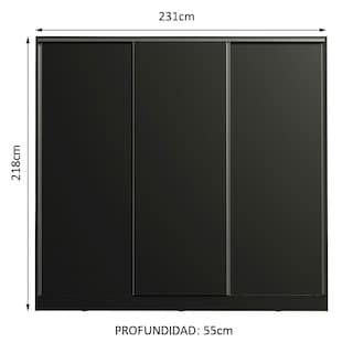 Foto 3 | Ropero Closet Madesa Royale 3 Puertas Negro