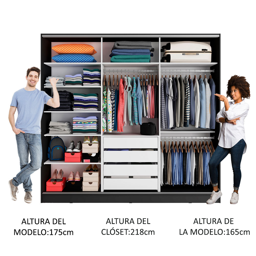 Foto 4 | Ropero Closet Madesa Royale 3 Puertas Negro