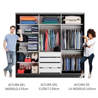Foto 4 | Ropero Closet Madesa Royale 3 Puertas Negro