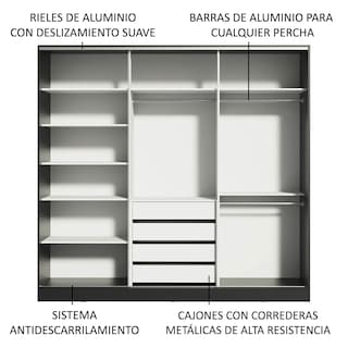 Foto 5 | Ropero Closet Madesa Royale 3 Puertas Negro