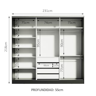 Foto 6 | Ropero Closet Madesa Royale 3 Puertas Negro