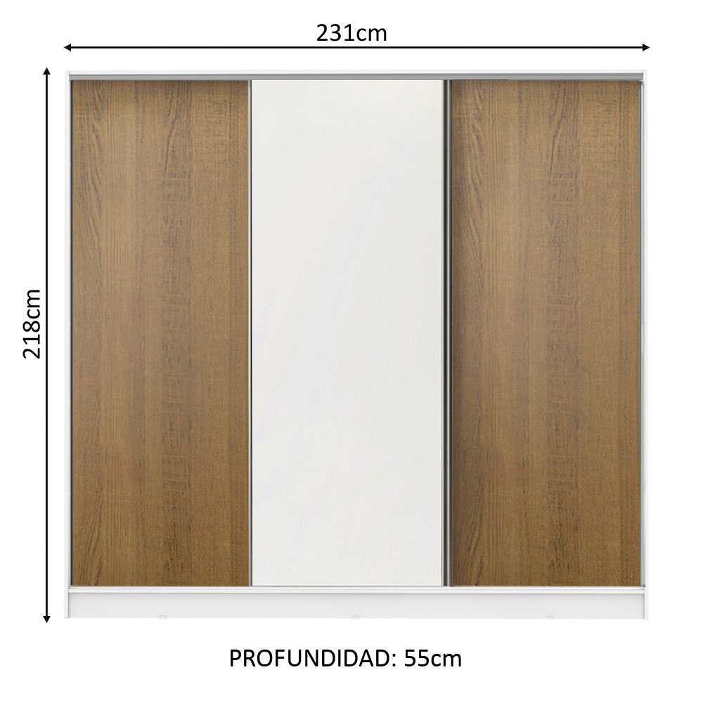 Foto 4 pulgar | Ropero Closet Madesa Royale 3 Puertas M/b/m