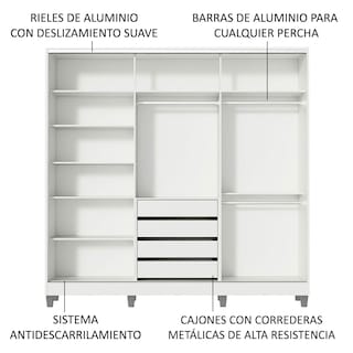 Foto 4 | Ropero Closet Madesa Royale 3 Puertas B/m Cp