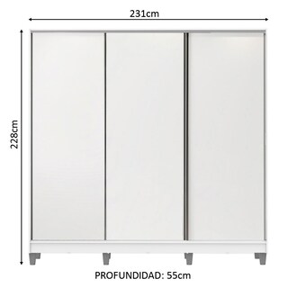 Foto 3 | Guarda Ropa Madesa Royale 3 Puertas Blanco Cp