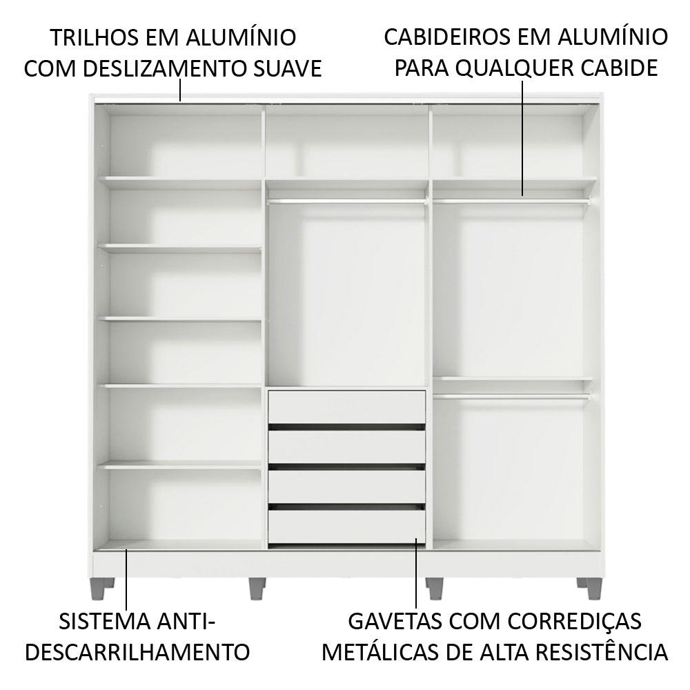 Foto 9 pulgar | Guarda Ropa Madesa Royale 3 Puertas Blanco Cp