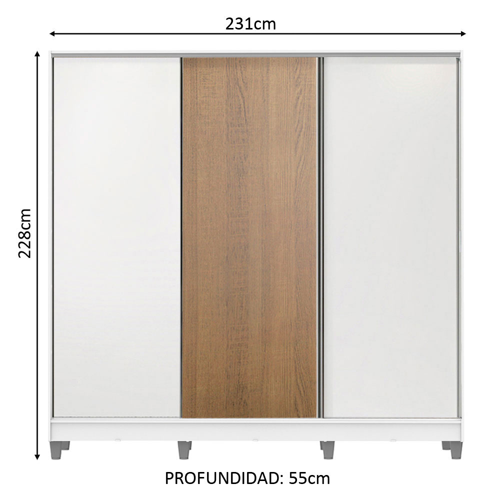 Foto 4 pulgar | Ropero Closet Madesa Royale 3 Puertas B/m/b Cp