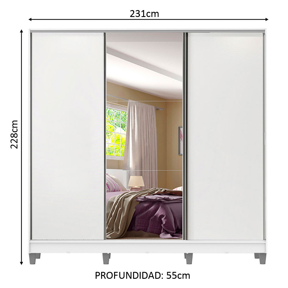 Foto 4 pulgar | Guarda Ropa Madesa Royale 3 Puertas 1 Espejo B Cp