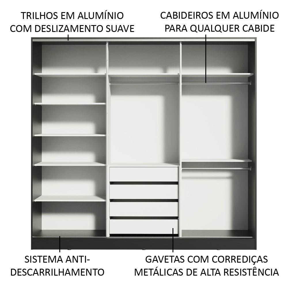 Foto 5 | Ropero Closet Madesa Royale 3 Puertas N/n/b