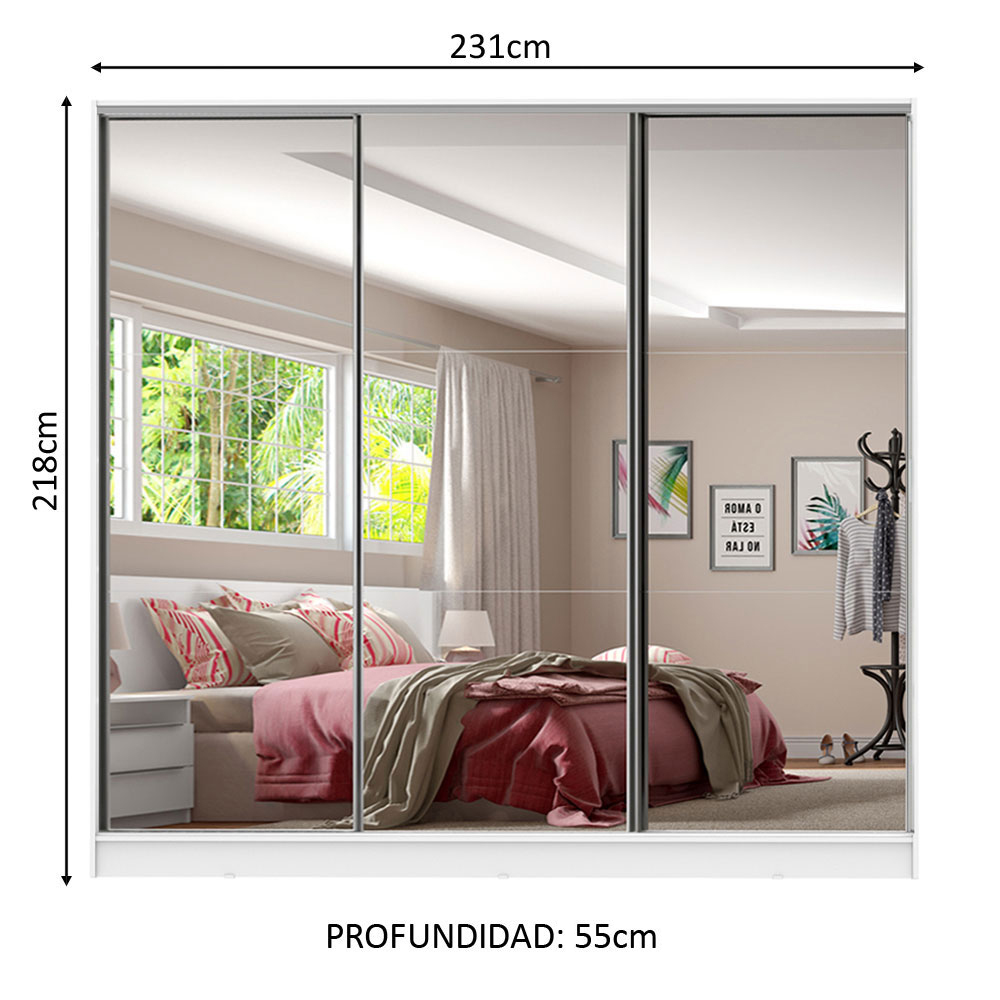 Foto 4 pulgar | Guarda Ropa Madesa Royale 3 Puertas 3 Espejo Blanco