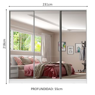 Foto 3 | Guarda Ropa Madesa Royale 3 Puertas 3 Espejo Blanco
