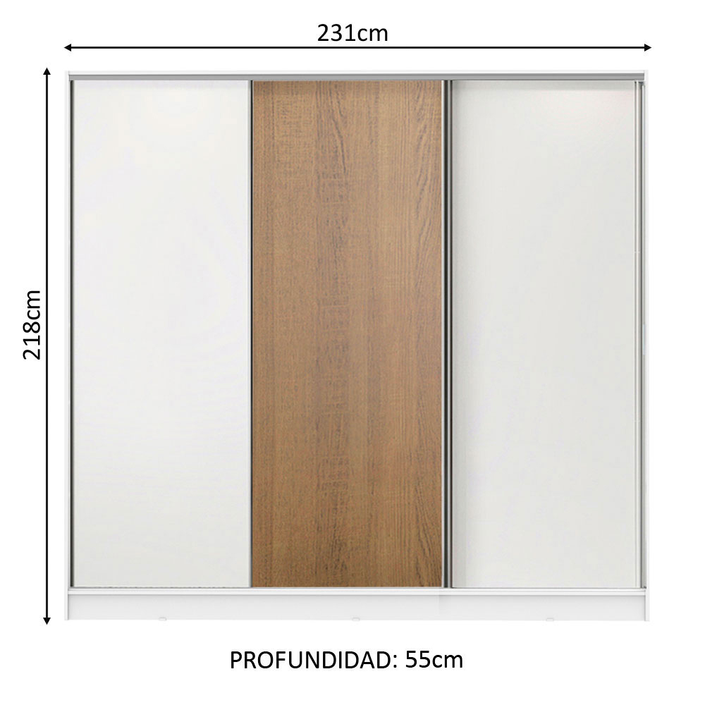 Foto 4 pulgar | Ropero Closet Madesa Royale 3 Puertas B/m/b