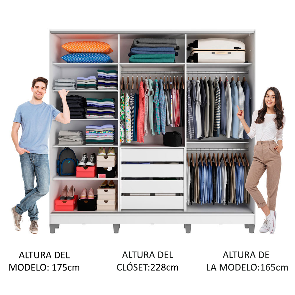 Foto 5 pulgar | Ropero Closet Madesa Royale 3 Puertas Blanco Cp