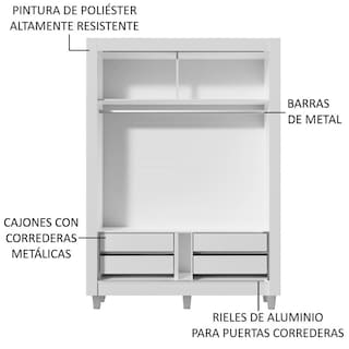 Foto 5 | Ropero Closet Madesa 2 Puertas Con Pies Bm 06