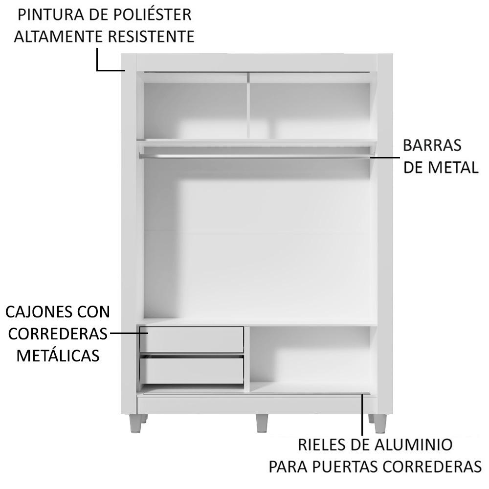 Foto 6 pulgar | Ropero Closet Madesa 2 Puertas Con Pies Bm 05