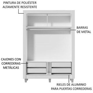Foto 5 | Closet con Espejo Madesa 2 Puertas