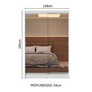 Foto 3 | Closet Madesa Blanco con 2 Puertas