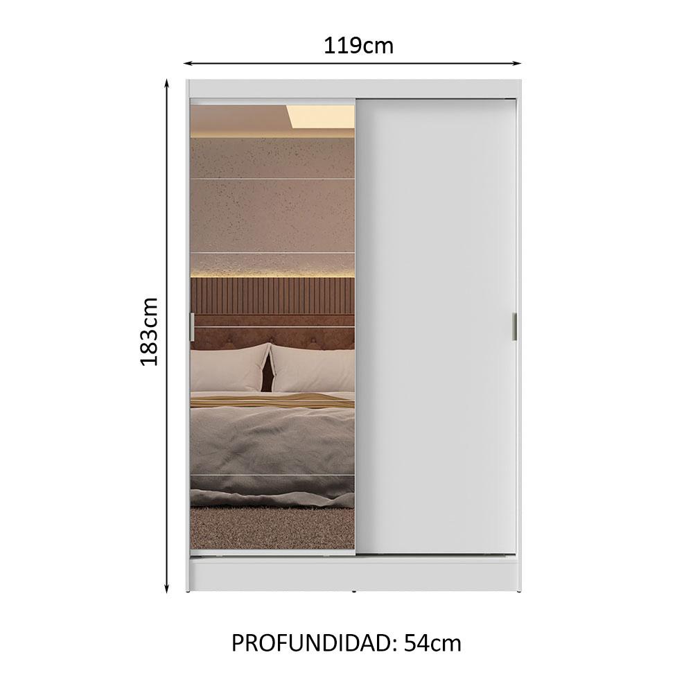 Foto 4 pulgar | Ropero Madesa Max 2 puertas 1 Espejo Blanco
