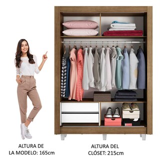 Foto 4 | Ropero Closet Madesa Dallas 2 Puertas 1 Espejo Y Pies Mm 01