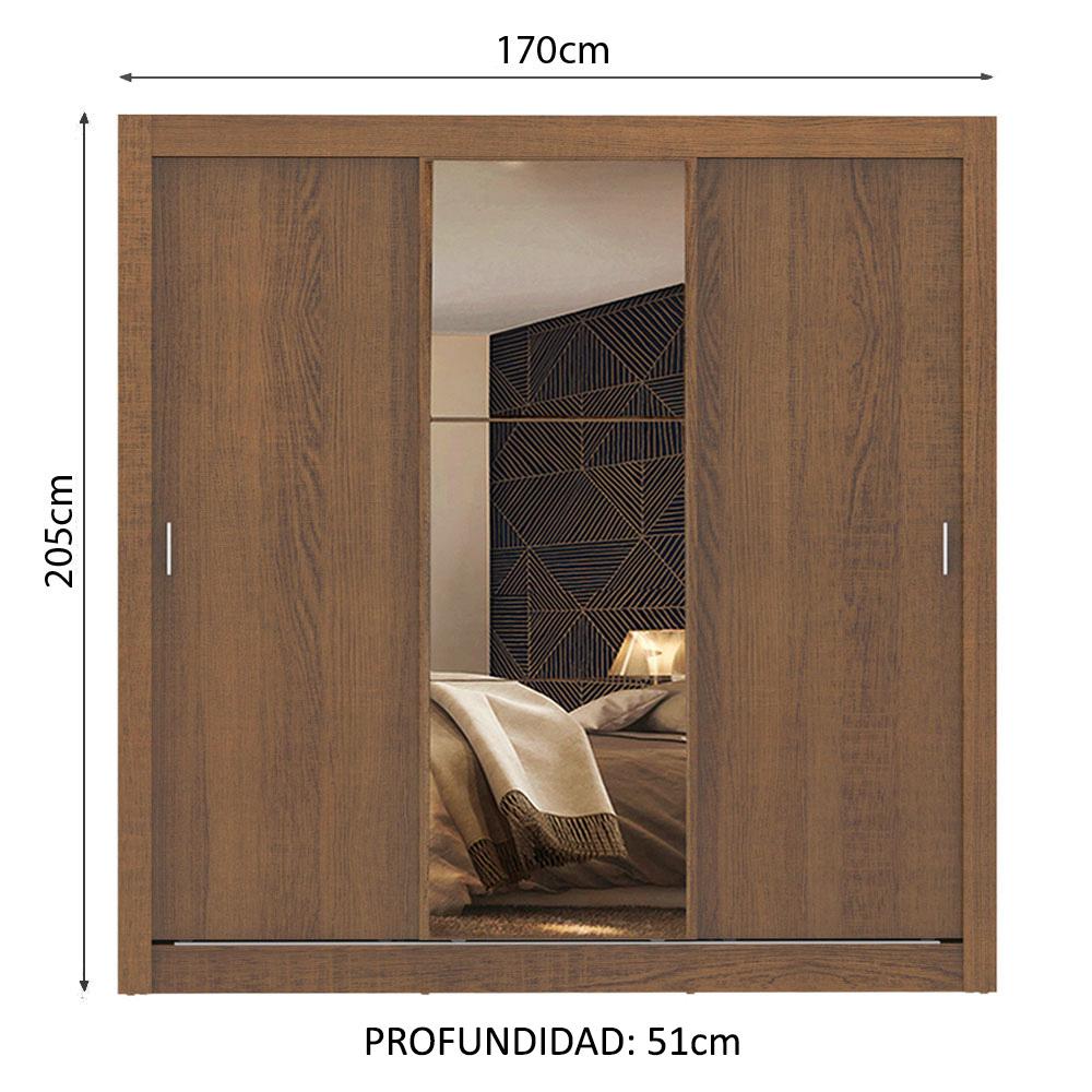 Foto 4 pulgar | Ropero Closet Madesa Mônaco 3 Puertas 1 Espejo Mm