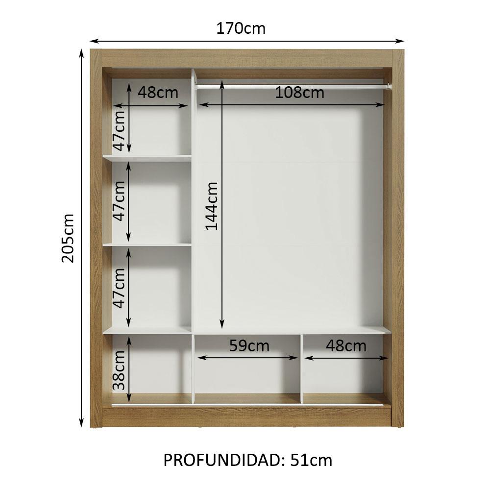 Foto 5 pulgar | Ropero Closet Madesa Mônaco 3 Puertas 1 Espejo Mm