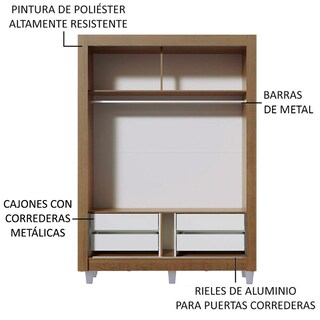 Foto 5 | Ropero Closet Madesa Dallas Plus 1 Espejo Con Pies Mm 01