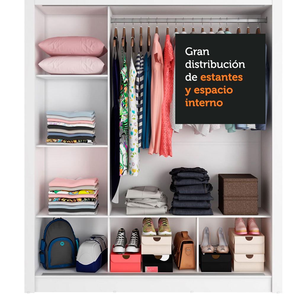 Foto 7 | Ropero Closet Madesa Mônaco 3 Puertas 2 Espejos Bg