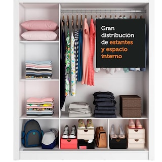 Foto 7 | Ropero Closet Madesa Mônaco 3 Puertas 2 Espejos Bg