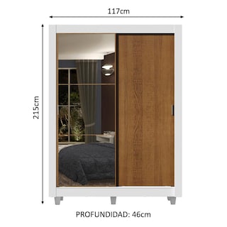 Foto 3 | Ropero Closet Madesa Dallas 2 Puertas 1 Espejo Con Pies Bm 2